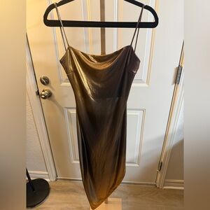 NWT Lovely Day Metallic Bronze Slip Midi Dress